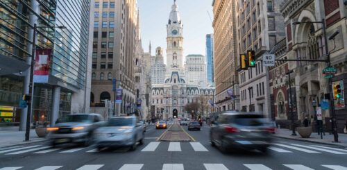 Philadelphia city hall with old building and trafic, Philadelphia, Pennsylvania,United states of America, USA,clock tower, Tourist Architecture and building with tourist concept