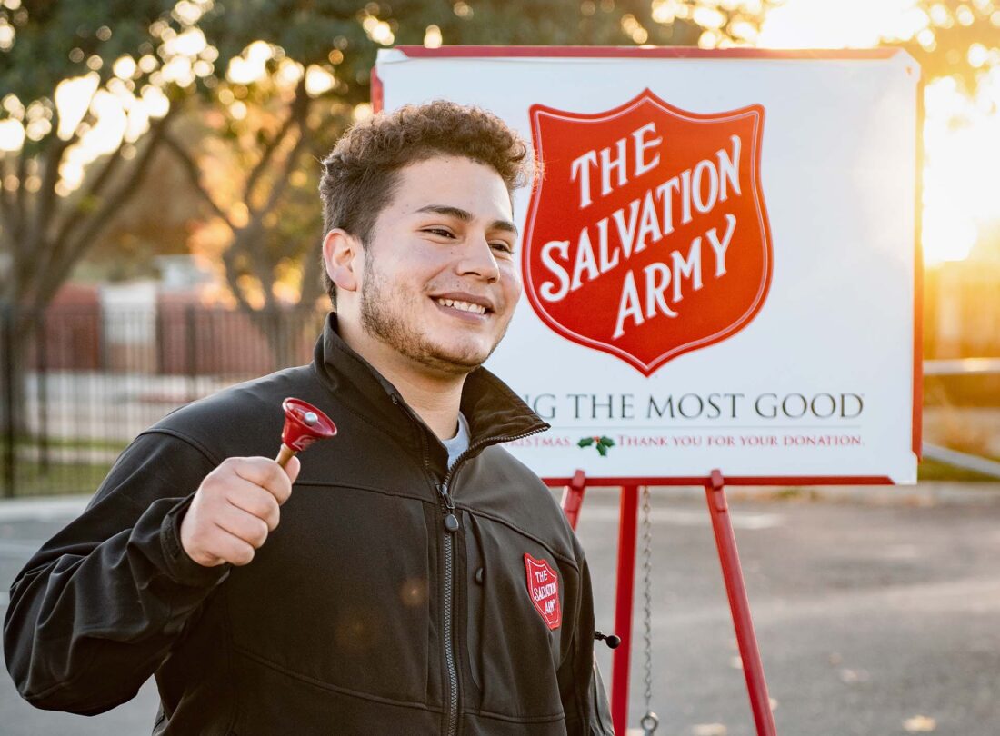 Person in front of a salvation army location
