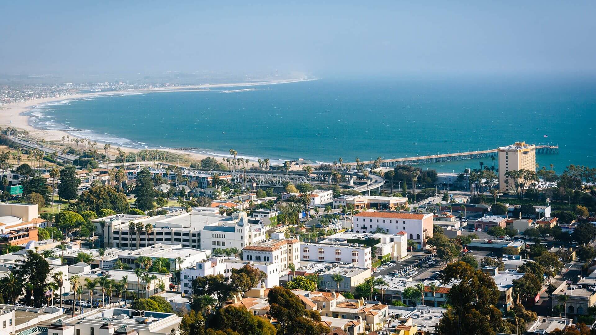 View of downtown Ventura and the Pacific Coast from Grant Park,