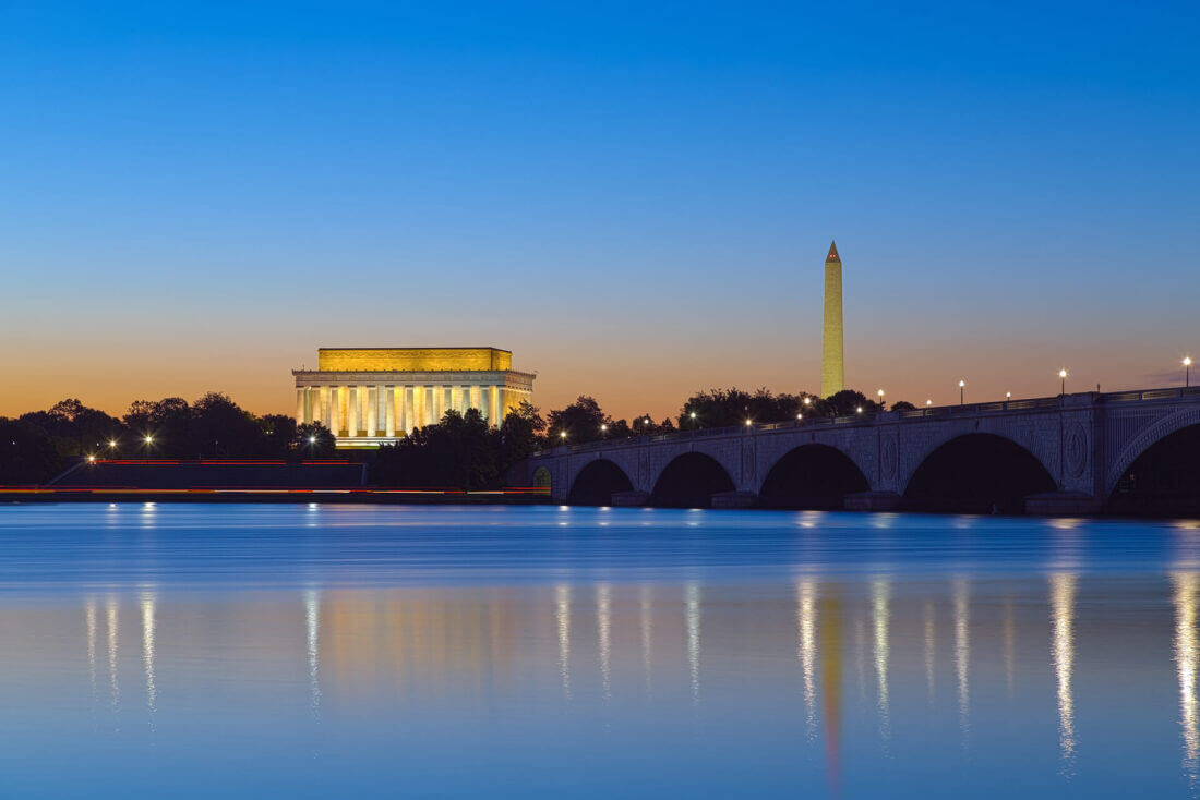 Washington, DC - Monuments reflecting at twilight