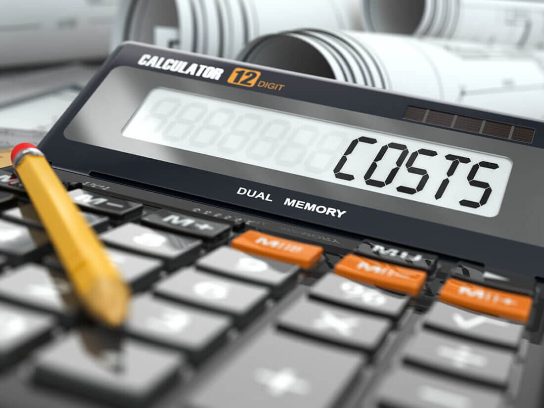 Cost written on the calculator