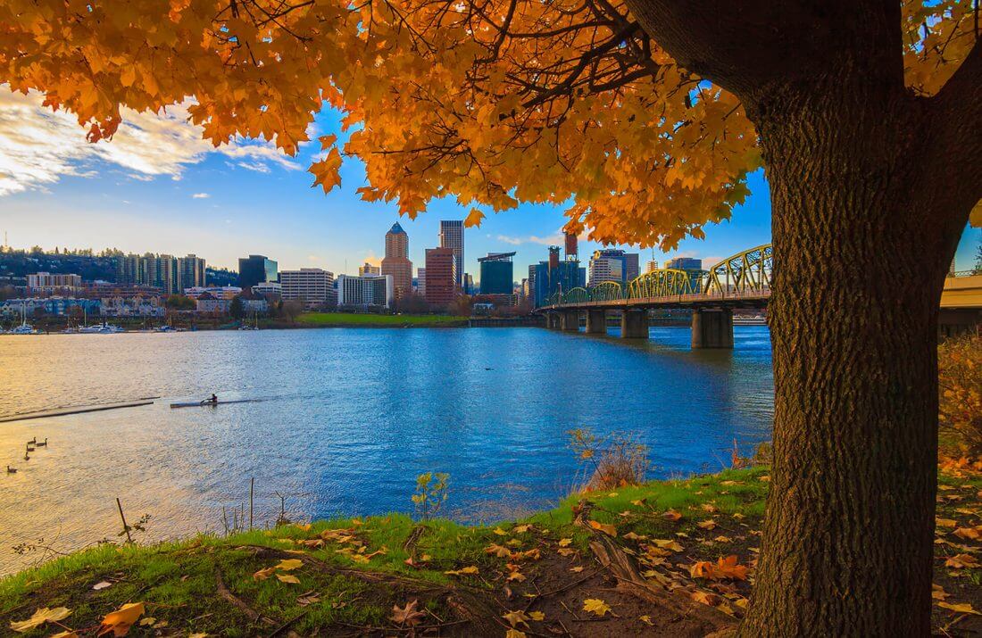 Portland city skyline at autumn