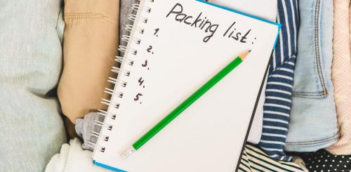 packing list and pen