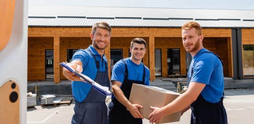 A cross country moving company crew