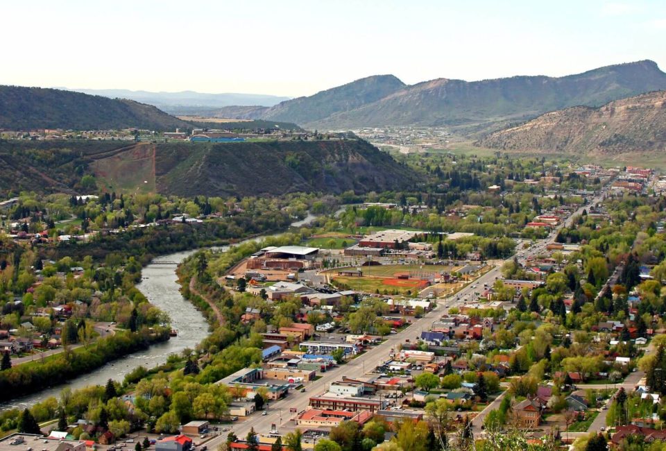 looking at an aerial view of Durango, CO before contacting long-distance moving services