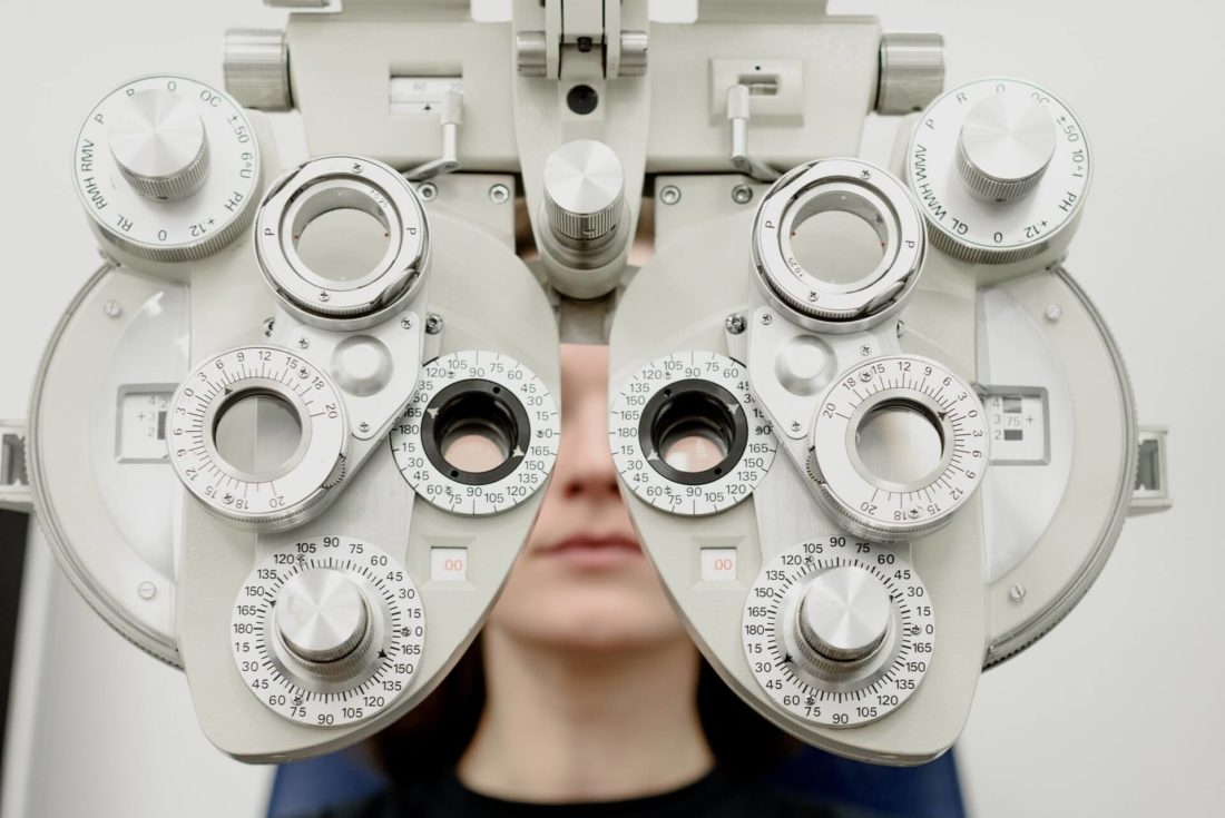 Girl at the eye examination