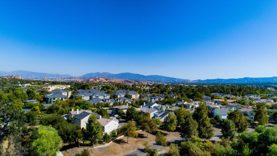 An aerial view of Santa Clarita, California 