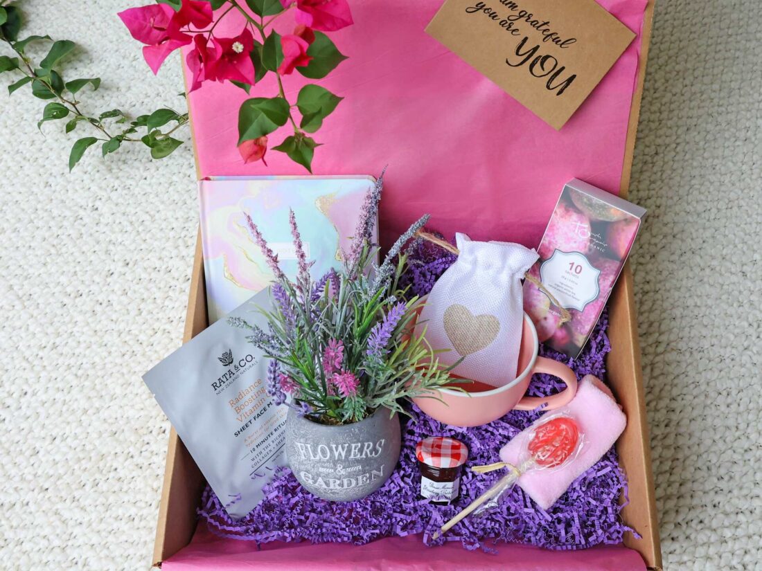 A gift box full of small items