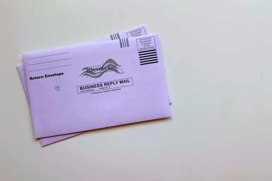 Election mail envelopes on a white background