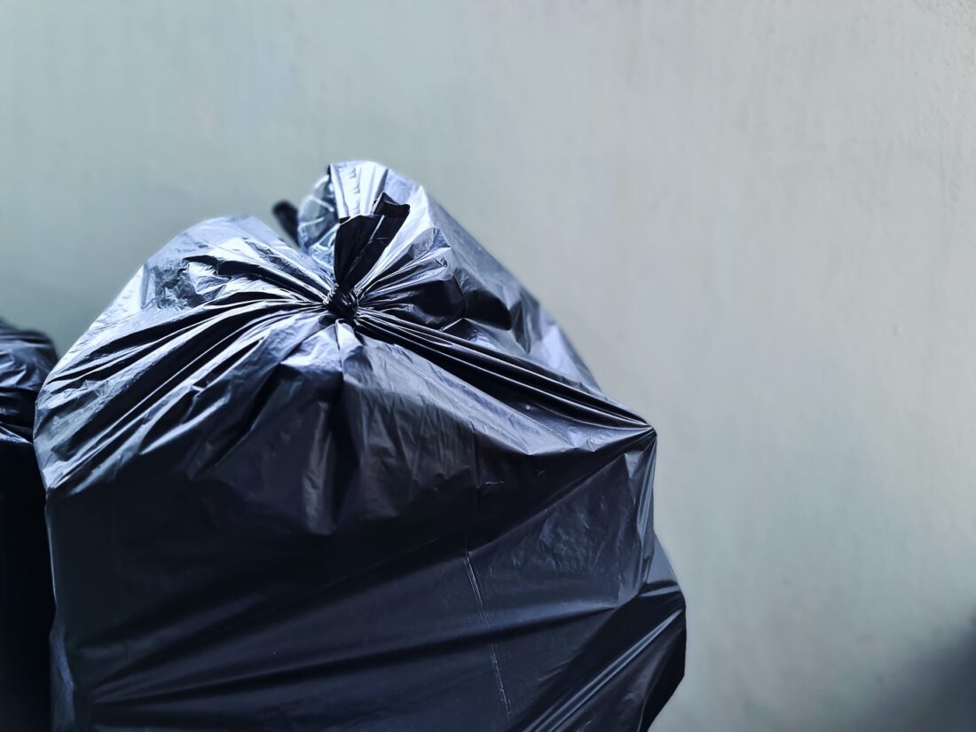 A black garbage bag