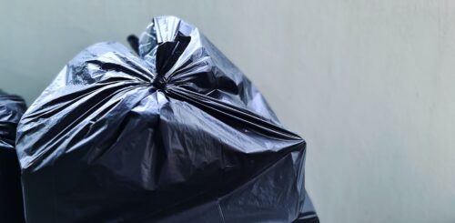A black garbage bag