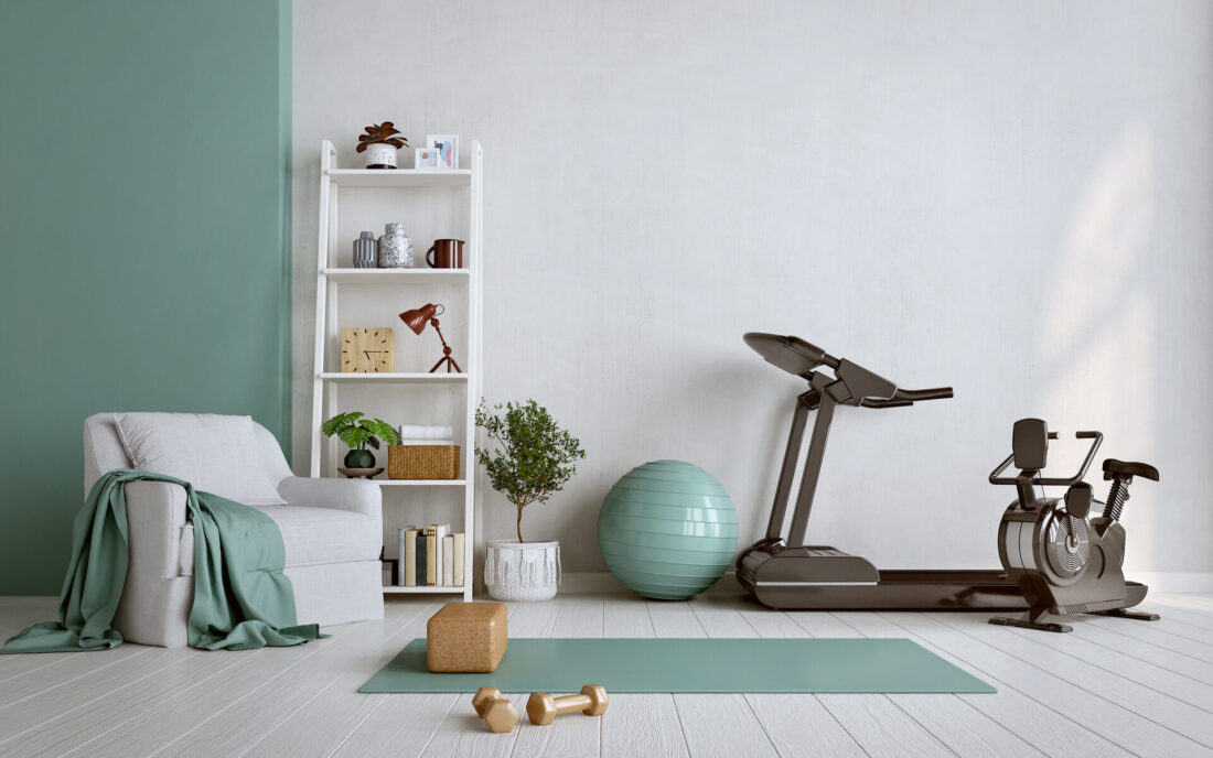A room with gym and exercise equipment