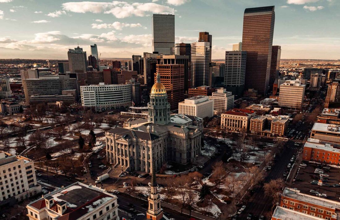 aerial view of Denver, Colorado after relocating with long-distance movers